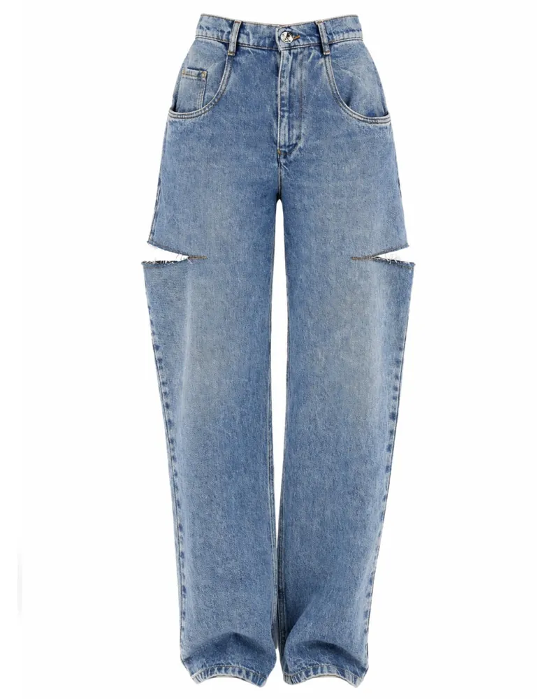 Maison Margiela High-Waist Cut-Out Detail Jeans — Blue Blue