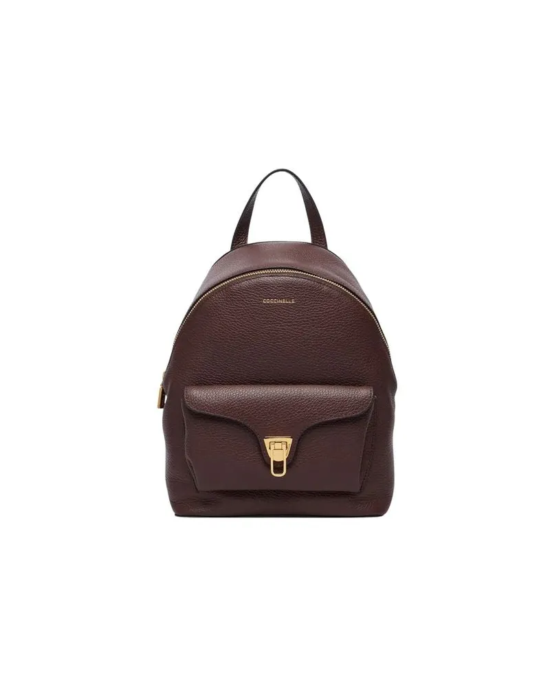Coccinelle Women's Backpack Berry Bovine Leather Bags - Backpacks Brown