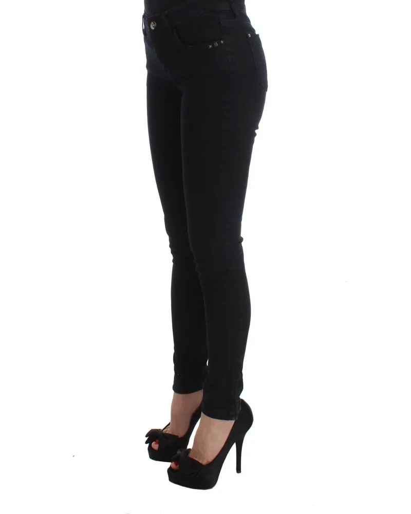 CoSTUME NATIONAL Women's Black Cotton Slim Fit Denim Jeans Clothing Black