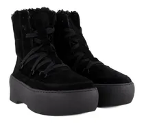 Shearling-Lined Lace-Up Ankle Boot — Black