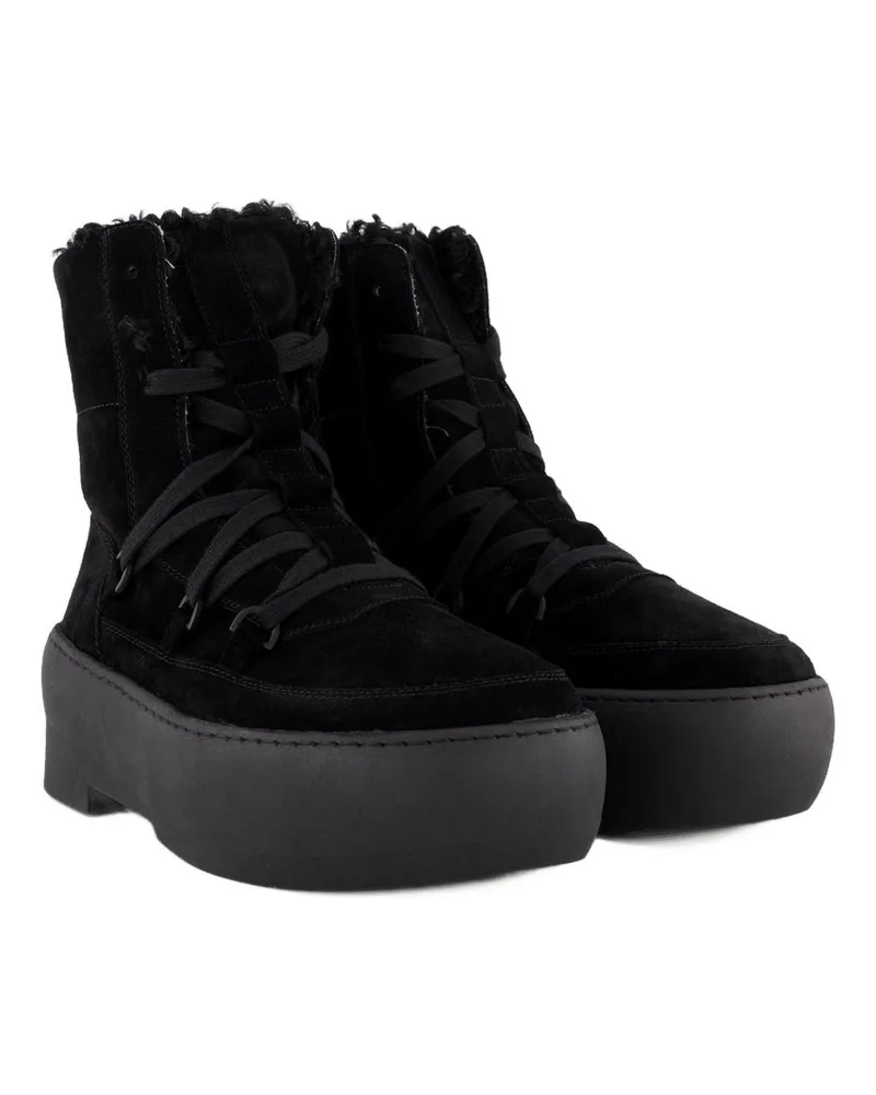 Gia Borghini Women's Shearling-Lined Lace-Up Ankle Boot Black Black