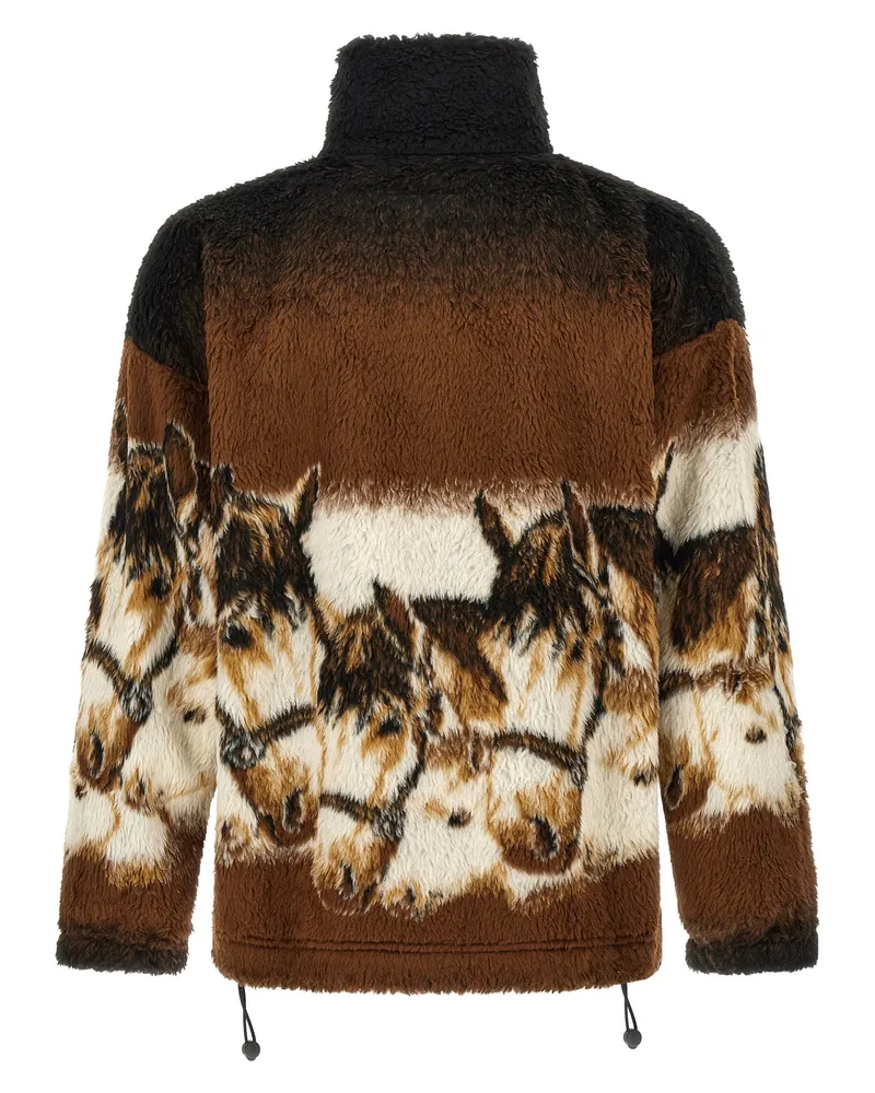 Maison Margiela Equestrian-Graphic Plush Puffer Jacket — Brown Brown