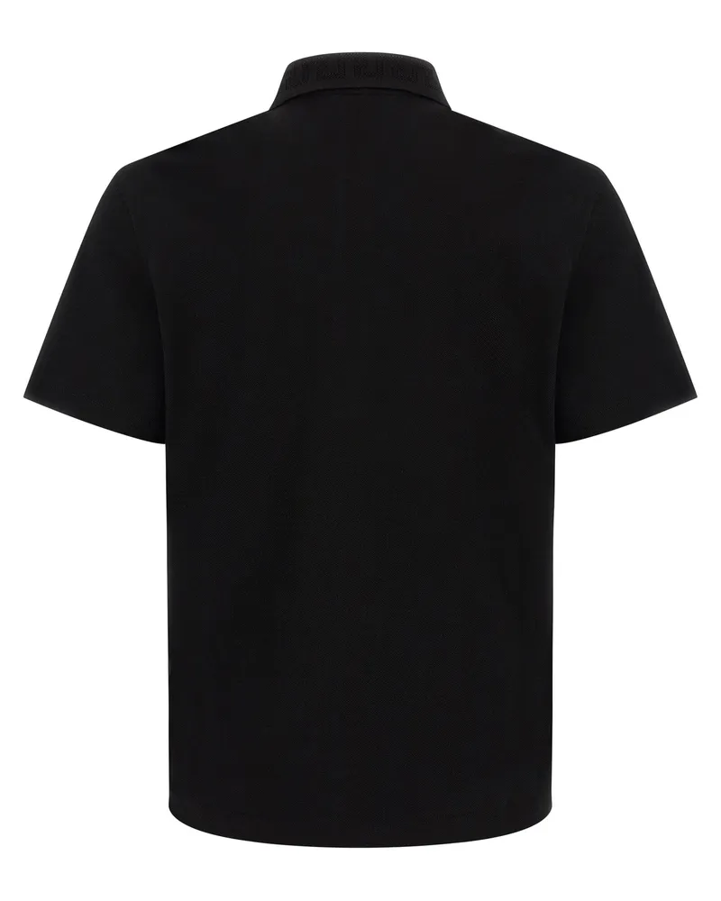 Versace Men Black Cotton Polo Shirt Black