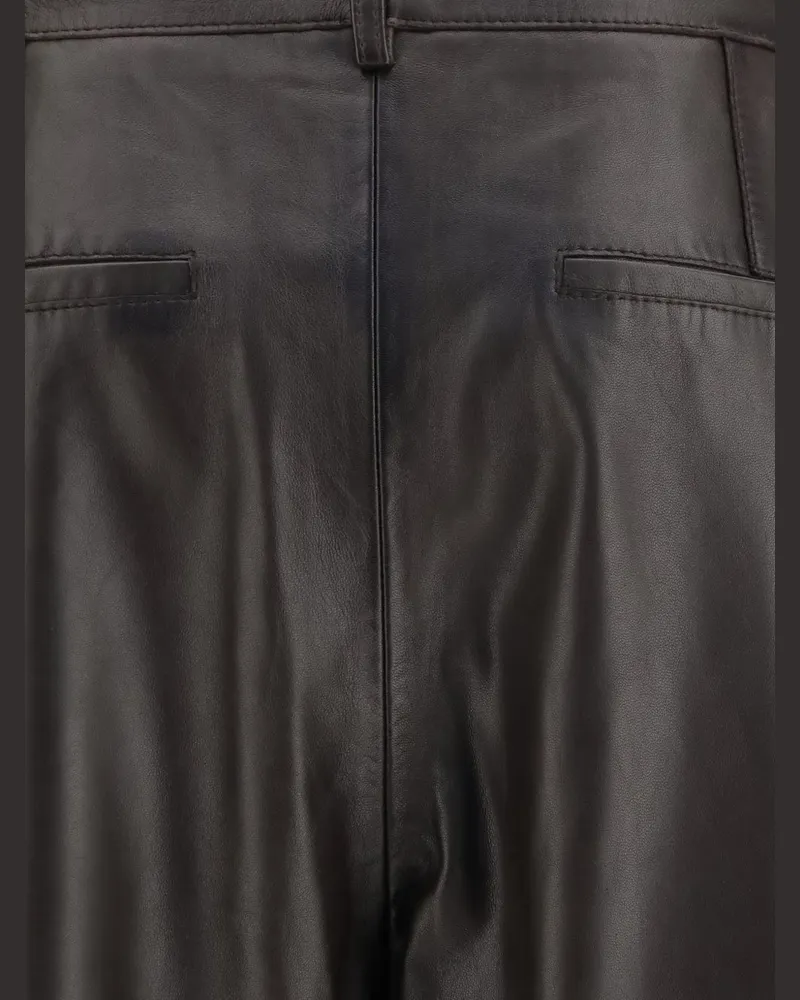 P.A.R.O.S.H. Wide-Leg Leather Trousers — Brown Brown