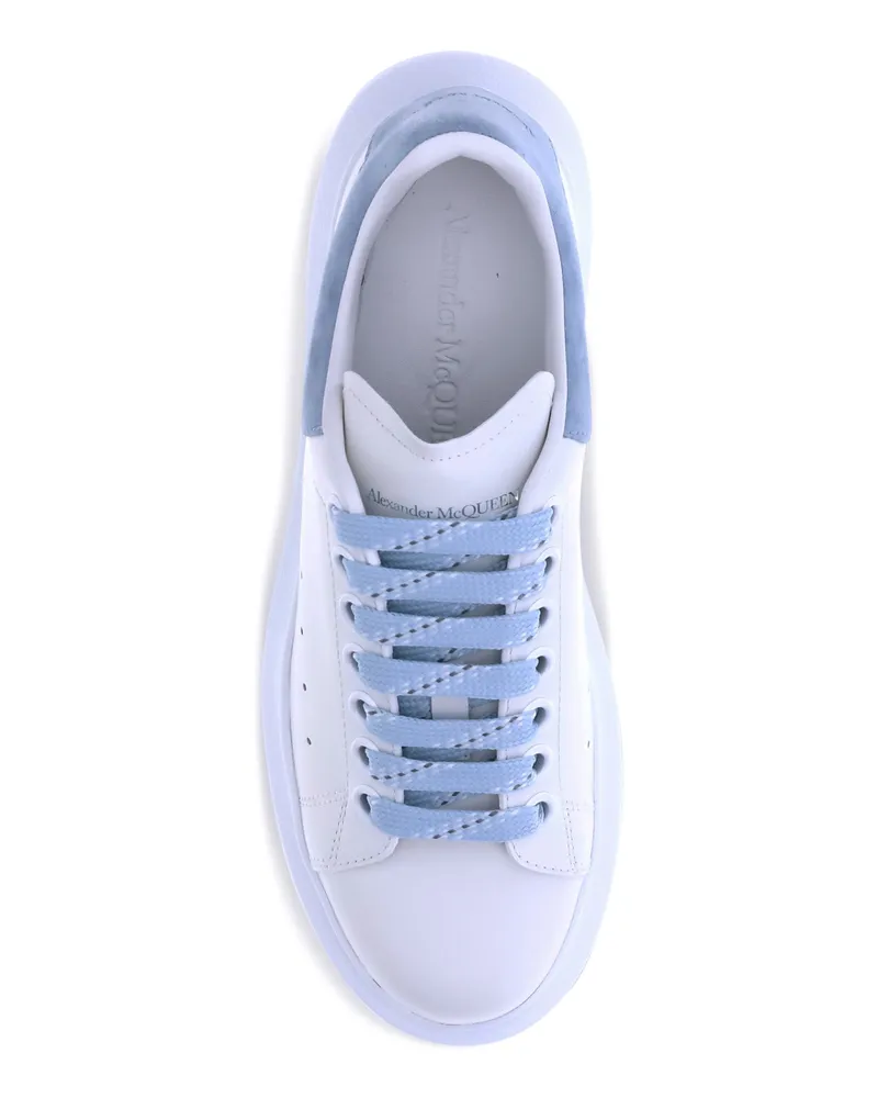 Alexander McQueen Women's Leather Sneakers White-Powder Blue Trainers White/powder White