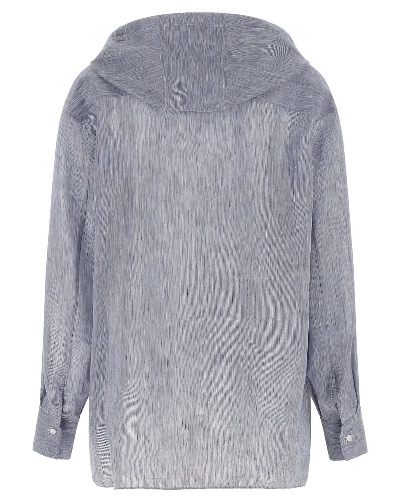 Brunello Cucinelli Linen-Silk Blend Hoodie — Blue Blue