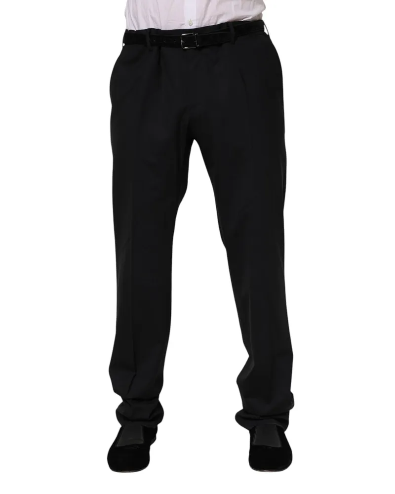 Dolce & Gabbana Men's Black Wool Formal Dress Pants Virgin Elastane Black