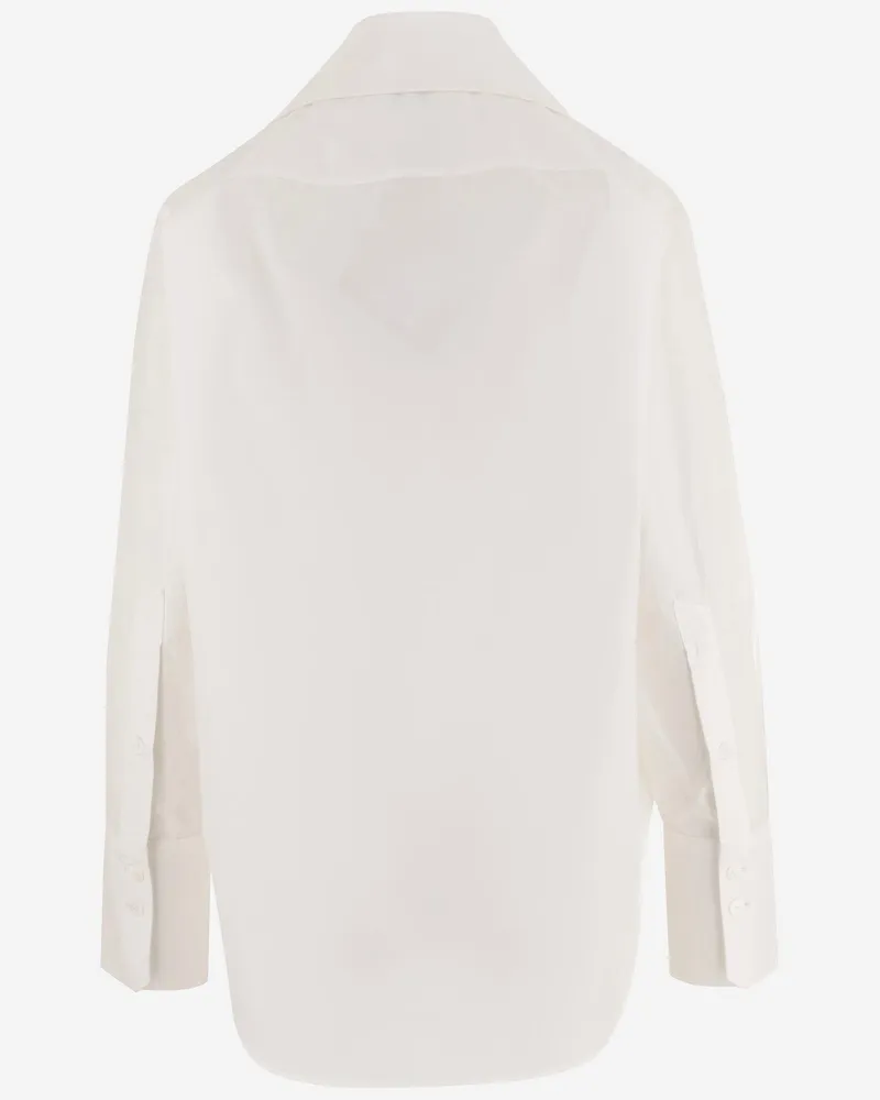 Patou Women's Cotton Blouse With Knotted Collar White Organic Shirt White