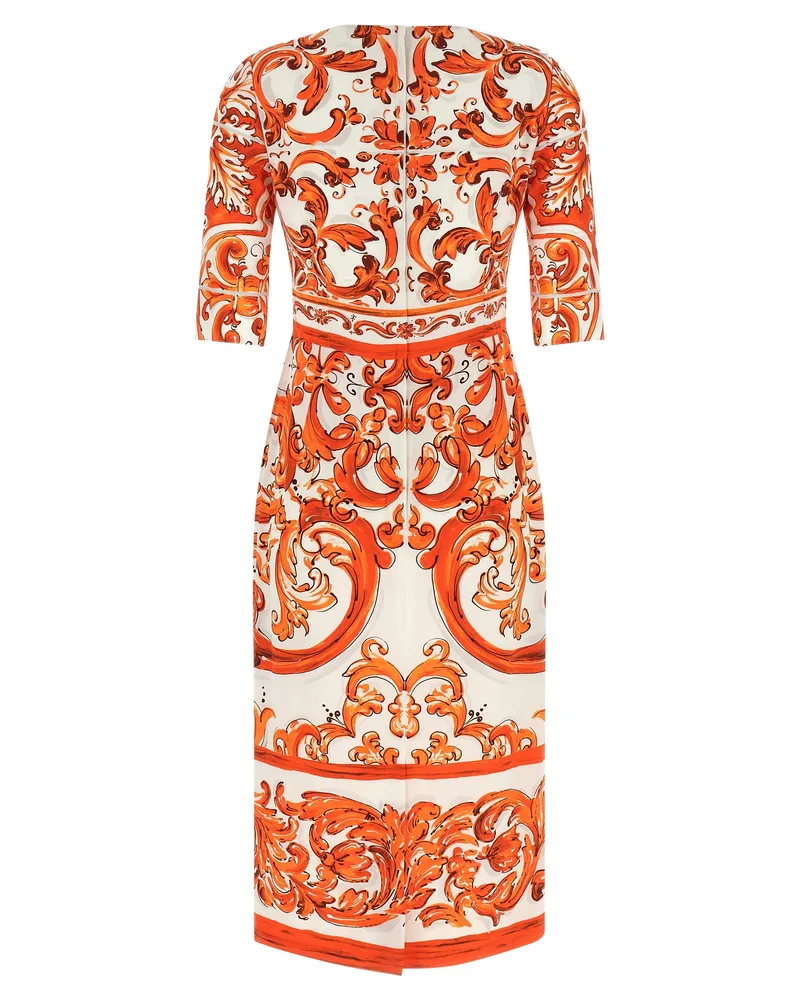 Dolce & Gabbana Women's Orange Silk Midi Dress Orange