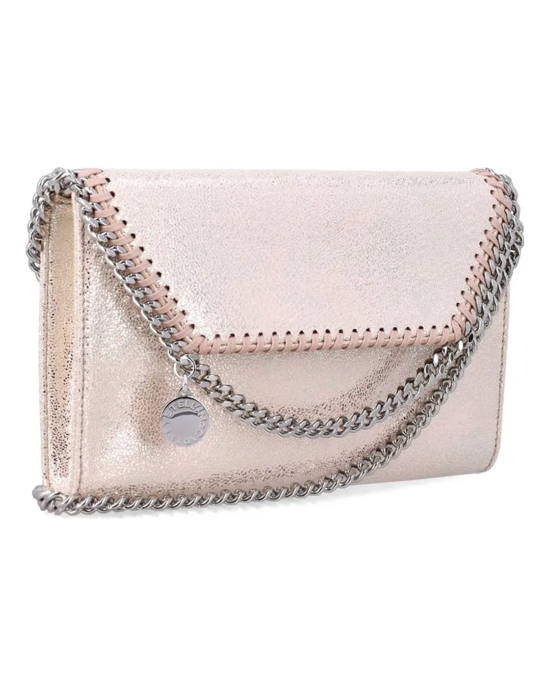 Stella McCartney Chain-Trimmed Metallic Clutch — Pink Pink