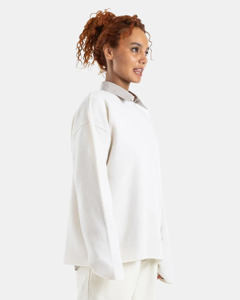 Sofie D'Hoore Women's Pullover C-Neck Long Sleeves White Sweater White