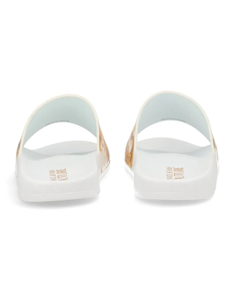 Versace Jeans Printed Polyurethane Slides — White White
