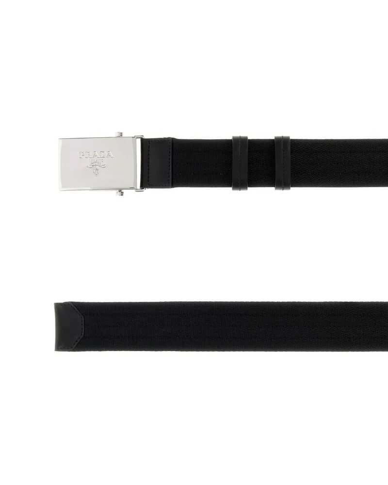 Prada Men's Black Fabric Belt Nero Cinture Black