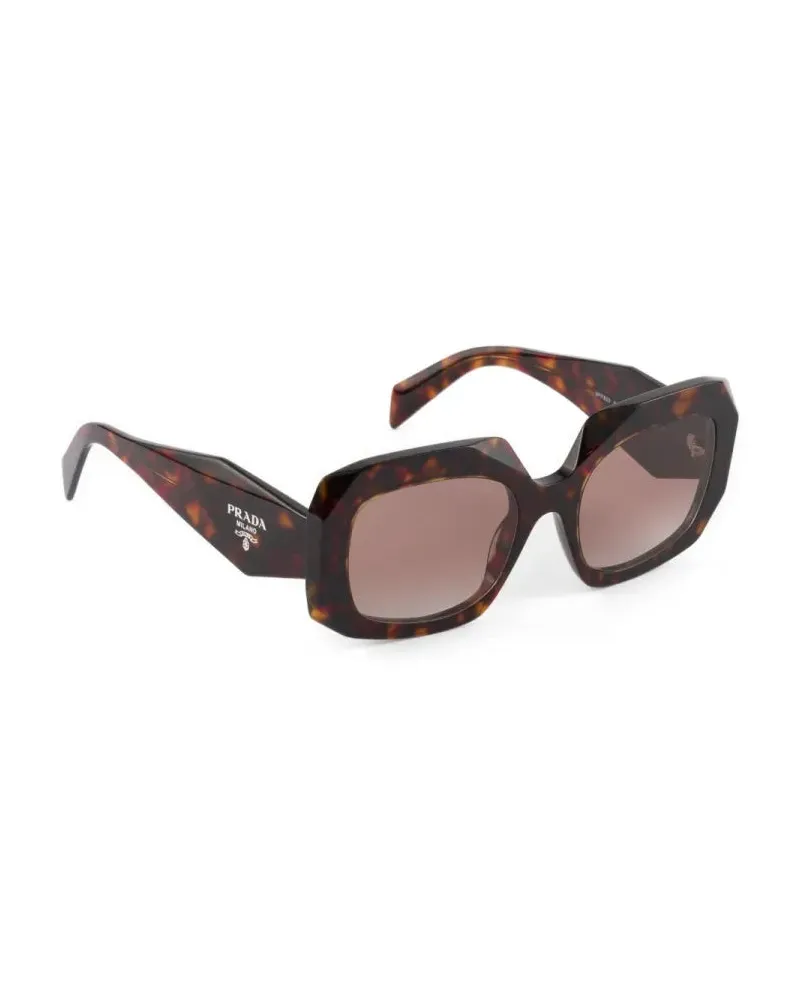 Prada PRB23S Tortoiseshell Square-Frame Sunglasses — Brown Brown