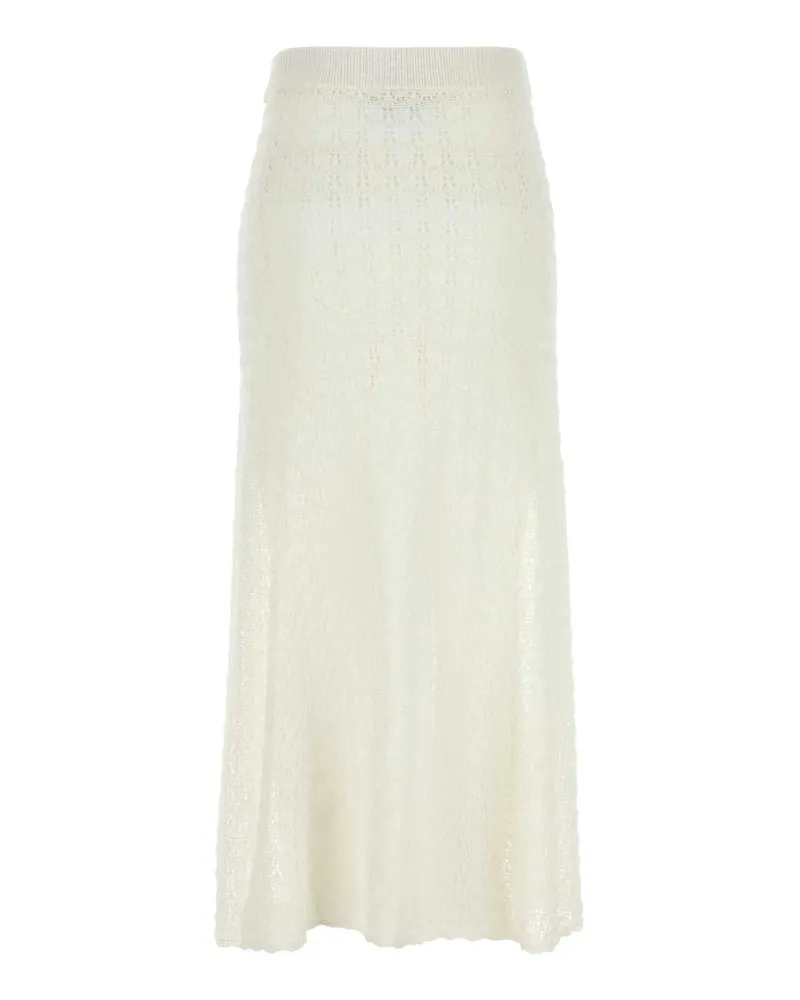 Ganni Women's White Crochet Skirt Egret Exterior: Viscose Nylon Gonne White