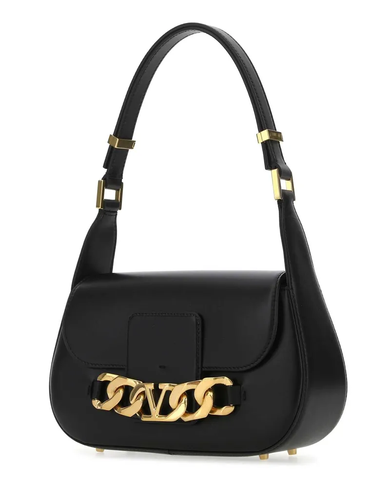 Valentino Garavani Women's Black Leather Vlogo Chain Shoulder Bag 0no Borse A Mano Black