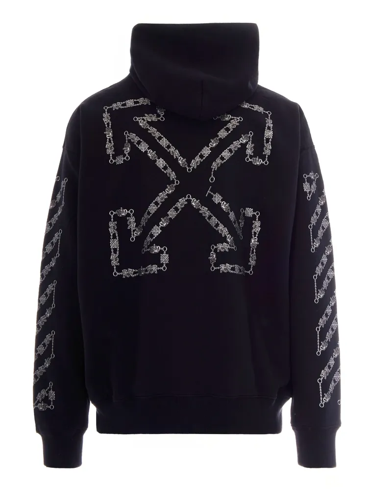OFF-WHITE Men Hoodie Chain Araldic Arrow Black Cotton Sweatshirts Sweater Black