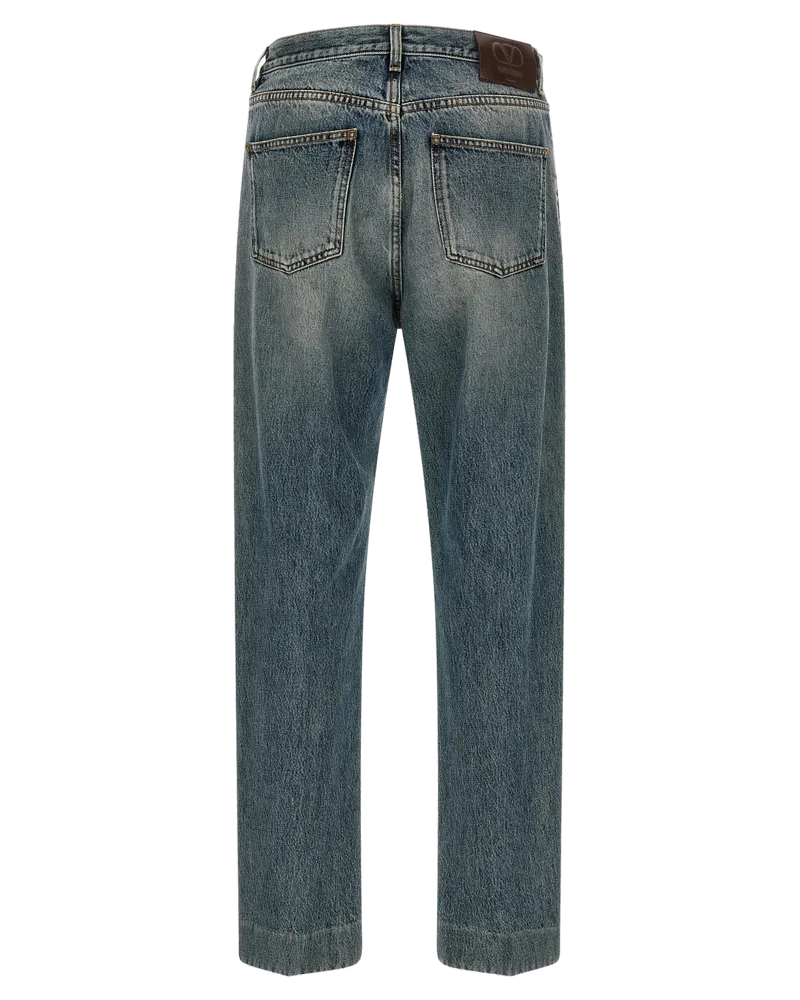 Valentino Garavani Vintage Wash Cotton Jeans — Blue Blue