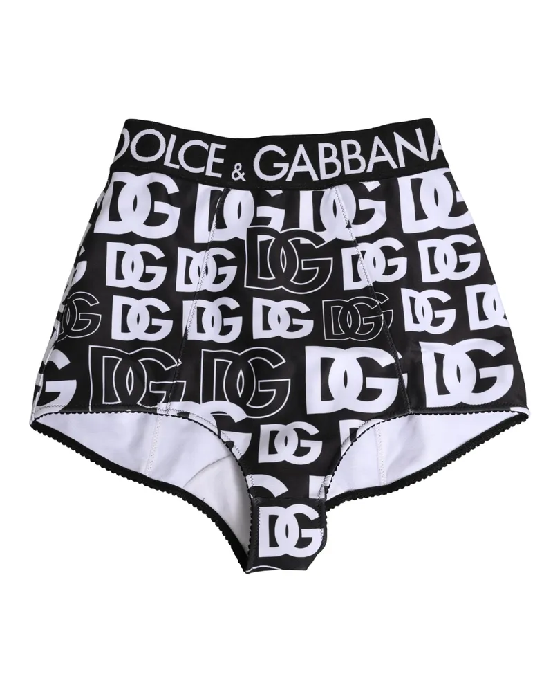 Dolce & Gabbana Women Black White Dg Logo Waistband Girdle Underwear And Elastane Polyester Clothing Black