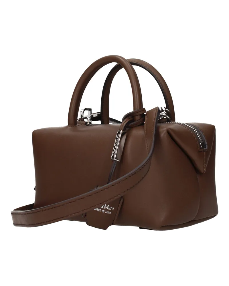 Max Mara Leather Top Handle Bag — Brown Brown