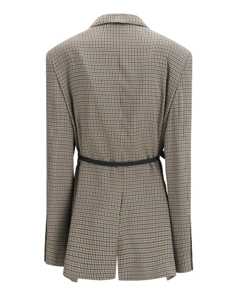 Balenciaga Women's Single-Breasted Vichy Jacket Khaki-Brown Lyocell Khaki/brown Khaki