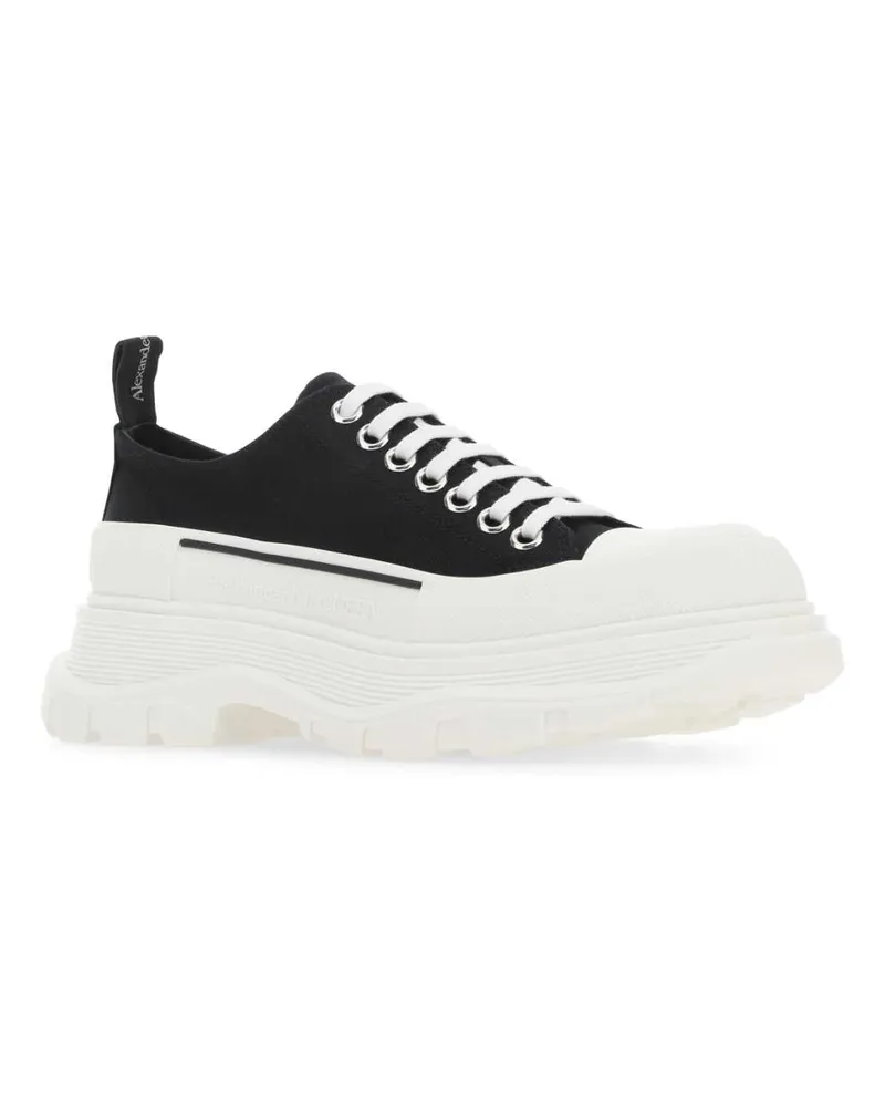 Alexander McQueen Women's Black Canvas Tread Slick Sneakers 1070 Black