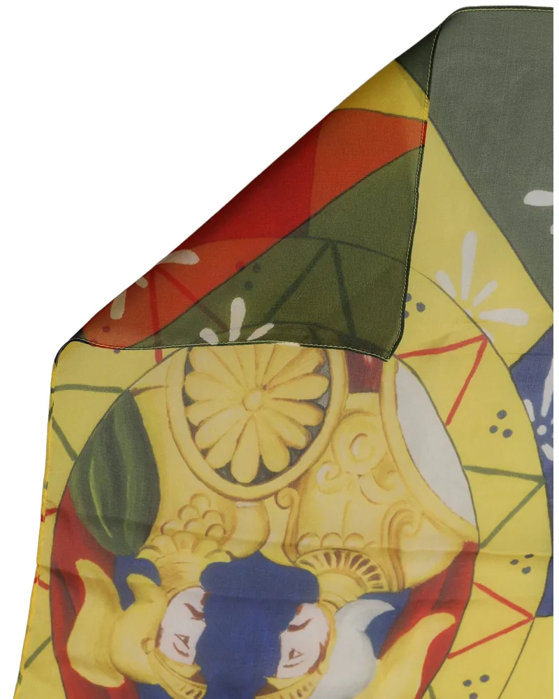 Dolce & Gabbana Silk Printed Geometric Scarf — Multicolor Multicolor