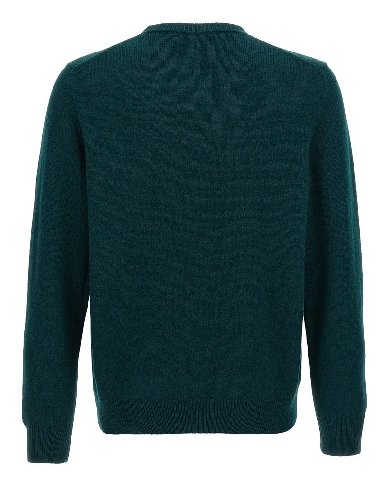 Zanone Virgin Wool Crewneck Sweater — Teal Teal
