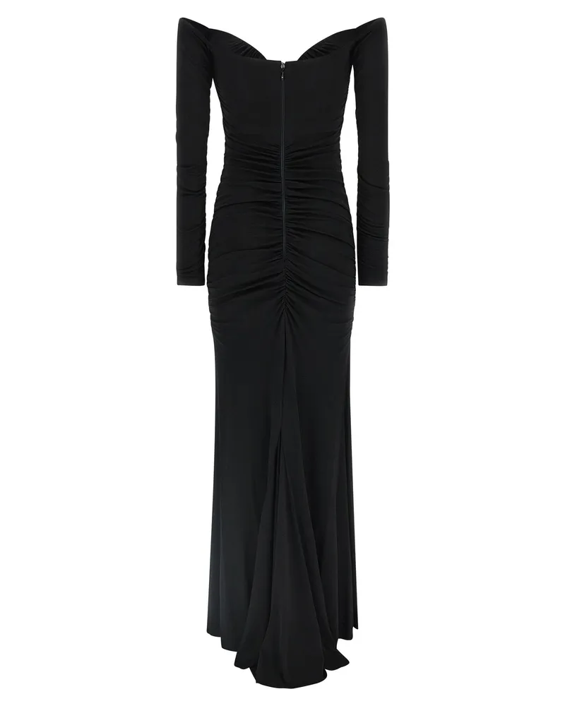 Elisabetta Franchi Off-Shoulder Crêpe Jersey Dress — Black Black