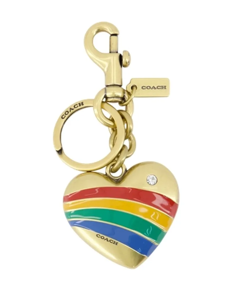 Coach Women's Metal Heart Keyring Leather Multi Accessories Keychains Gold