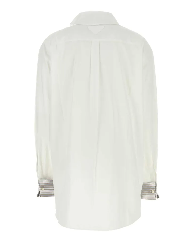 Prada Striped-Cuff Poplin Shirt — White White