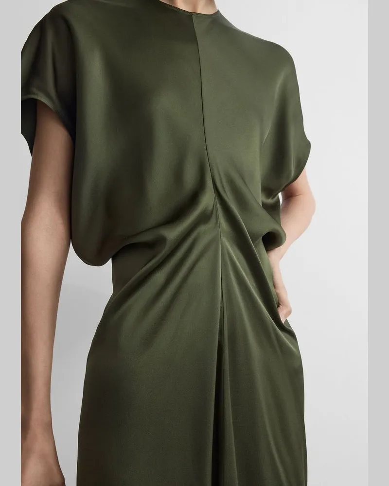 Totême Ruched Wrap Dress — Khaki Khaki