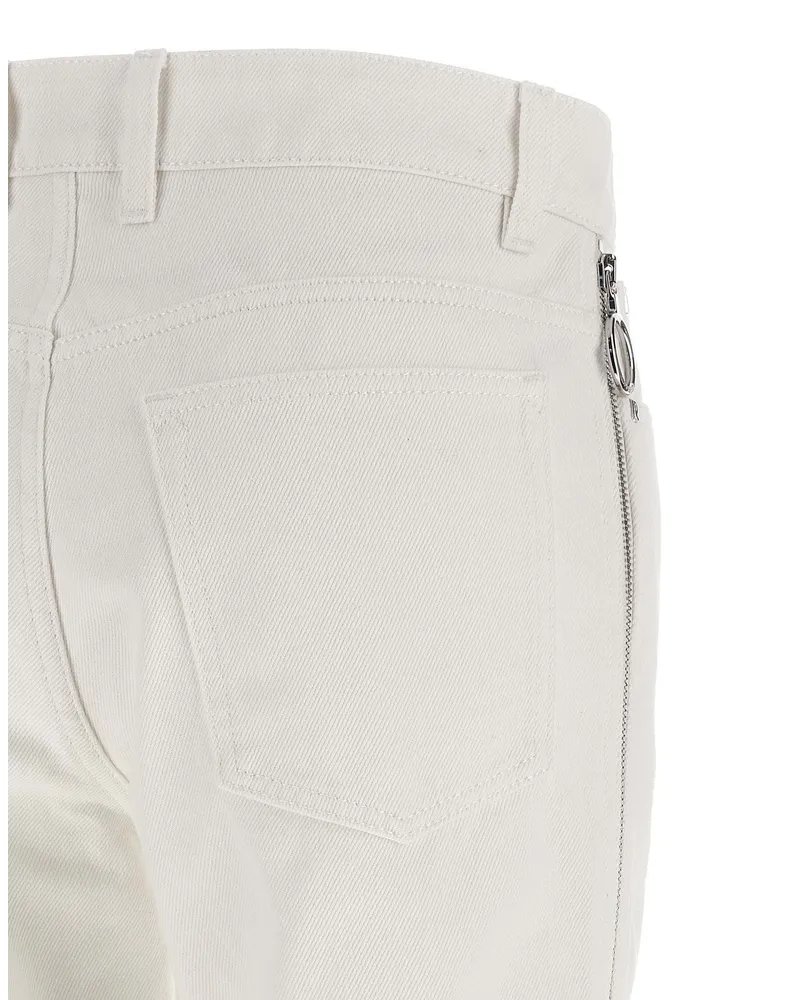 Paco Rabanne Side-Zip Cotton Denim Jeans — White White