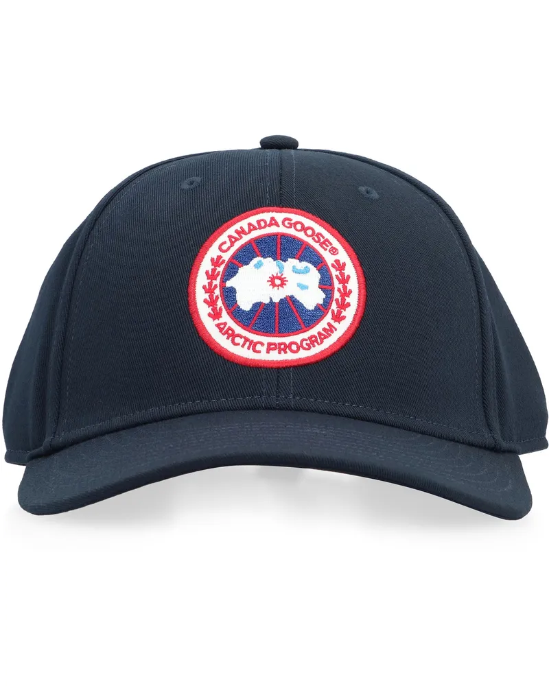 Canada Goose Men's Arctic Disc Logo Baseball Cap Blue Polyester Hat Navy