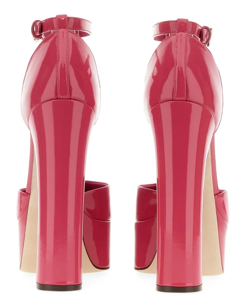Dolce & Gabbana Glossy Leather Platform Pumps — Pink Pink