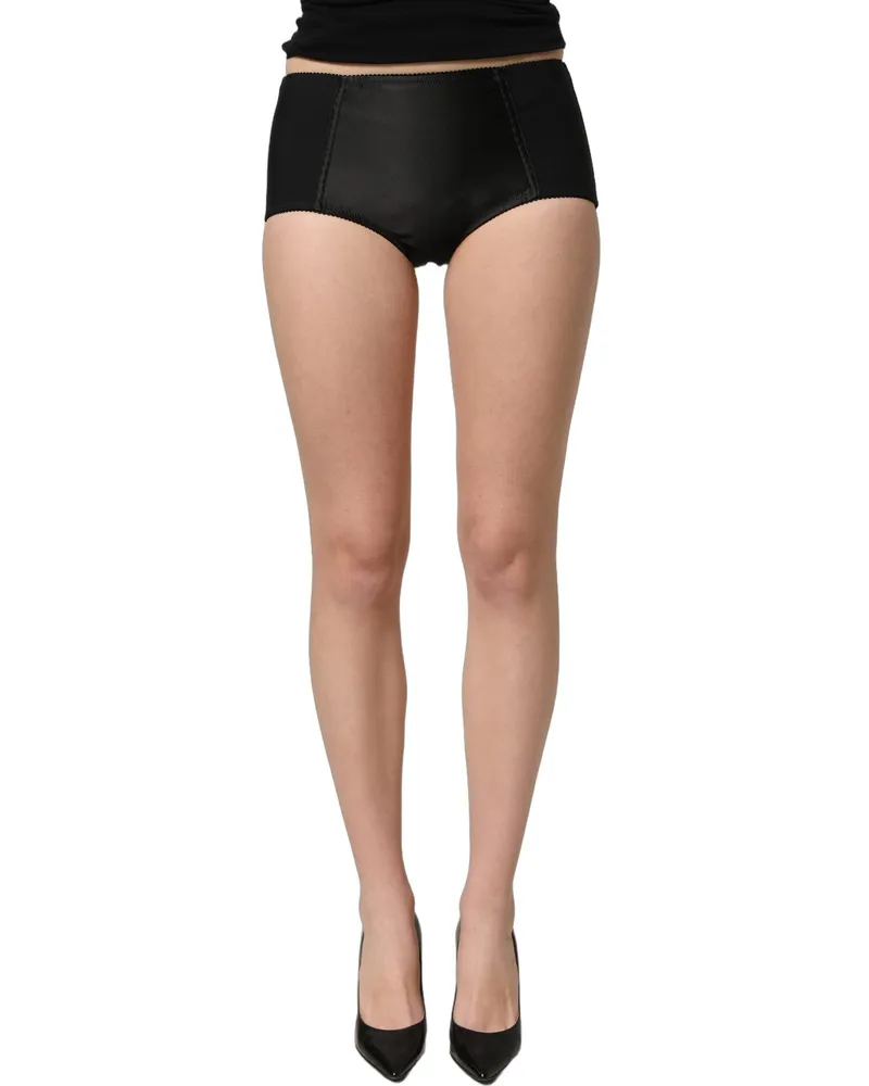 Dolce & Gabbana Women Black Low Waist Satin Culotte Hotpants Shorts Nylon Elastane Black