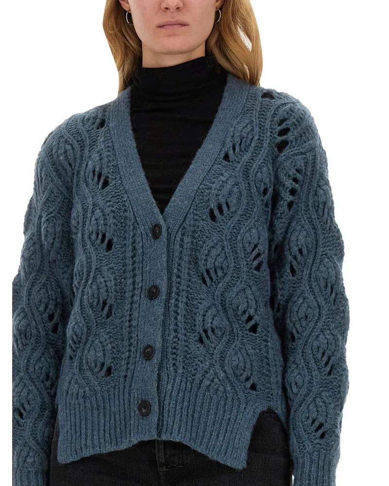 Mila Schön Alpaca-Wool Blend Cardigan — Blue Blue