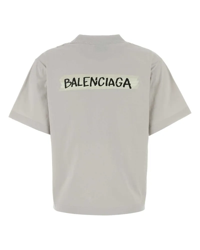 Balenciaga Women's Chalk Cotton T-Shirt Dirty White T R Elastan White