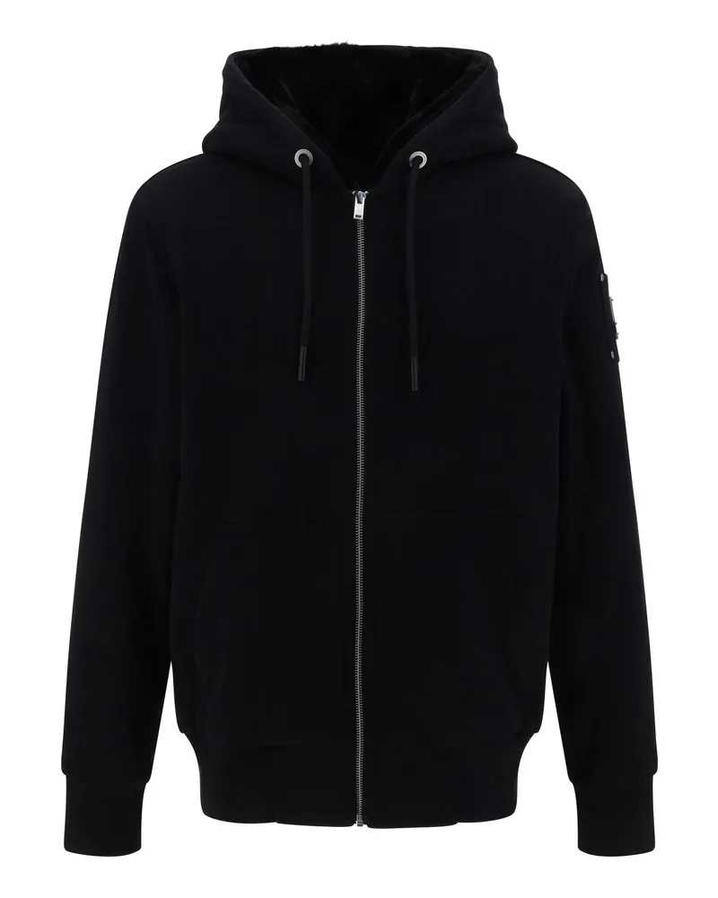 Moose Knuckles Men's Bunny Hoodie Black Cotton With Polyester Jacket Black