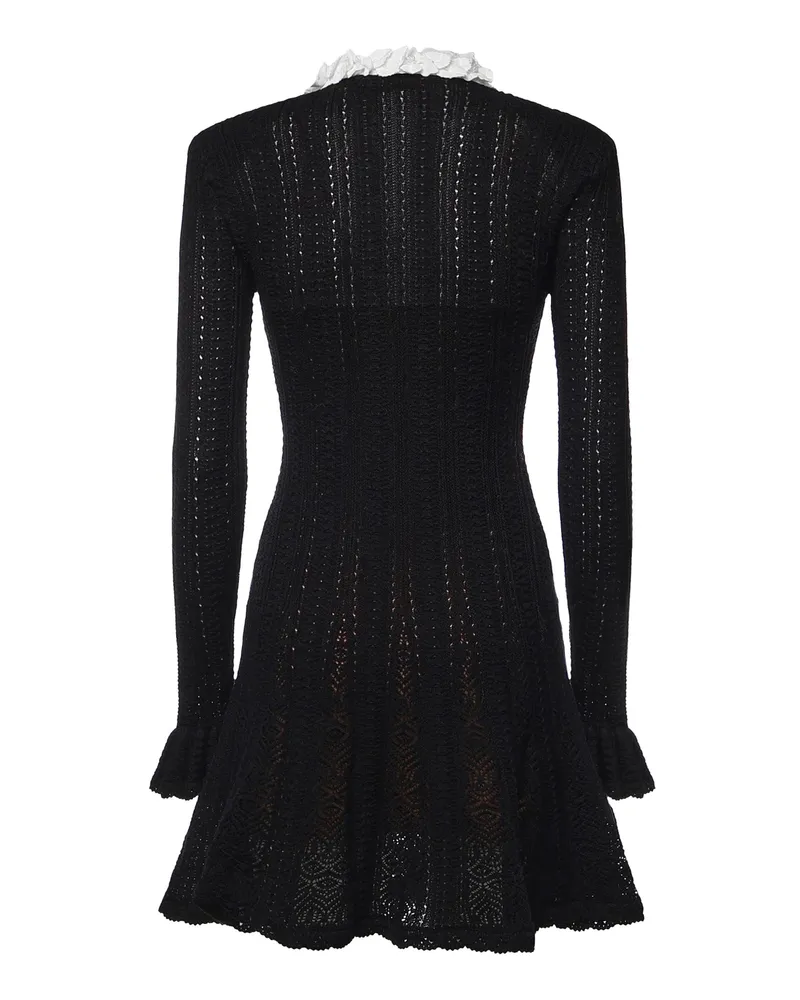 Self-Portrait Jewel-Button Knit Dress — Black Black