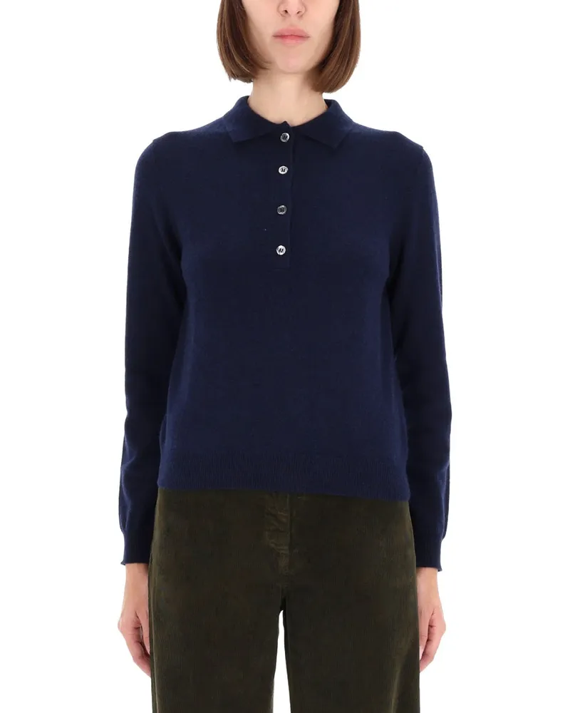 ASPESI Cashmere Polo Shirt — Blue Blue