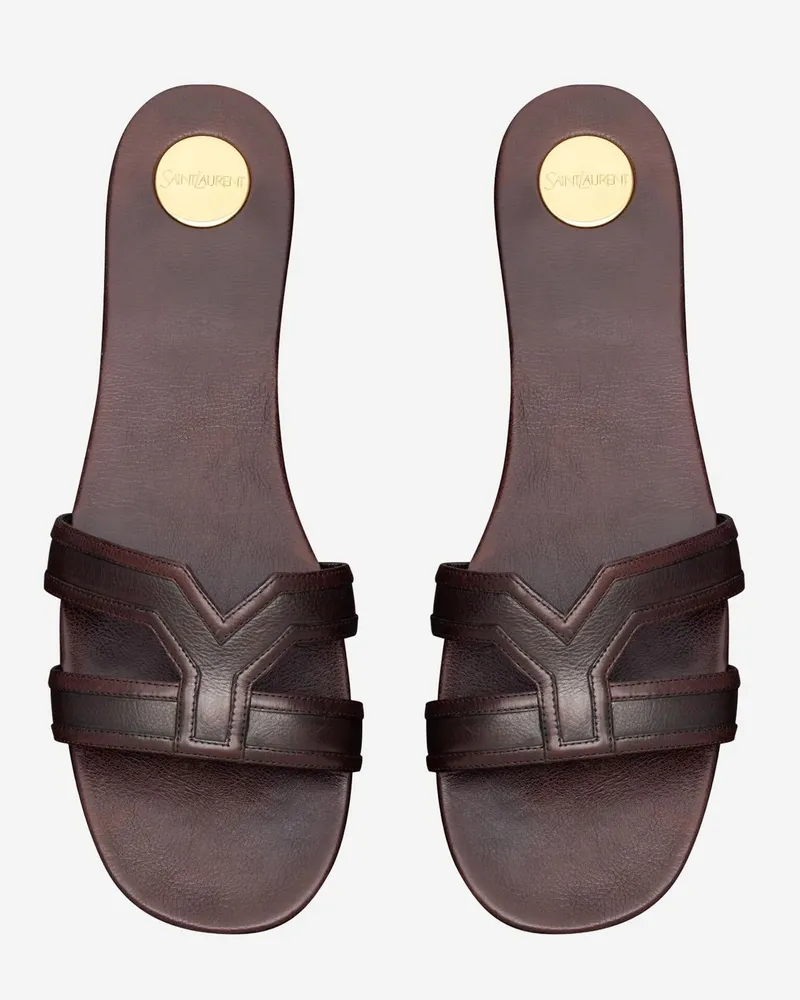 Saint Laurent Women's Leather Sandals Brown Calf Brown