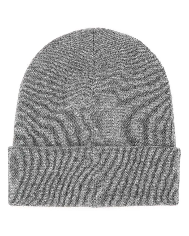 Alexander McQueen Men Grey Cashmere Beanie Hat 1460 Exterior: Cuffie Gray