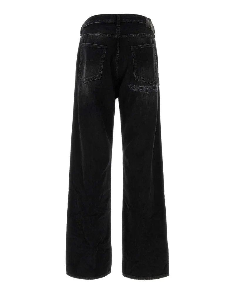 Balenciaga Men's Black Denim Wide-Leg Jeans Fade Out Exterior: Cotton Black