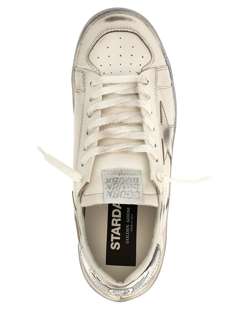 Golden Goose Women's Silver Cowhide Athletic Sneakers Silver