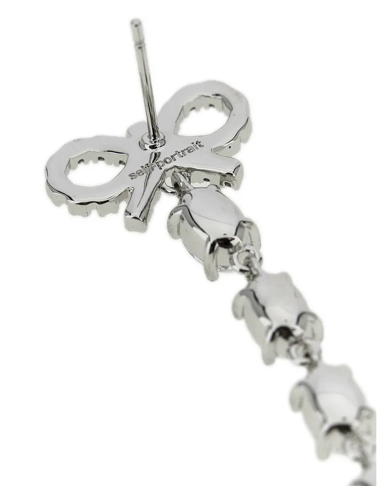 Self-Portrait Bow Pearl Droplet Earrings — White White