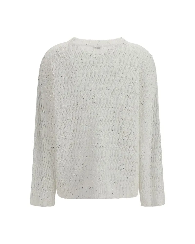 Brunello Cucinelli Women's White Silk Sweatshirt Clothing White