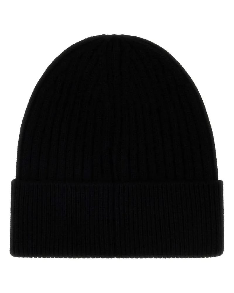 Moncler HAT Ribbed Virgin Wool Beanie — Black Black