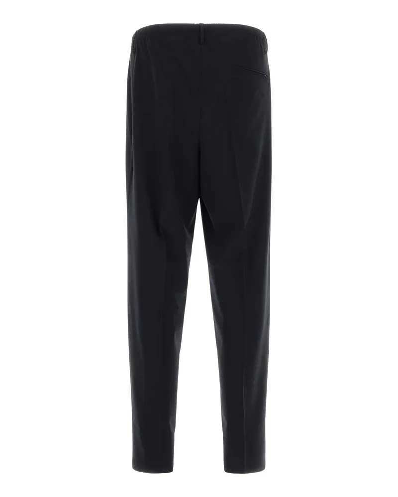 Cellar Door Men's Navy Blue Stretch Jersey Wide-Leg Ezio Pant Pantaloni Trousers Navy