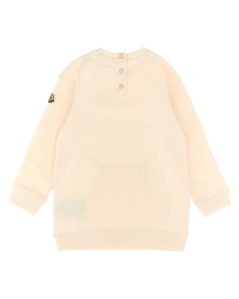 Moncler Logo-Embroidered Cotton Fleece Dress — Cream Cream